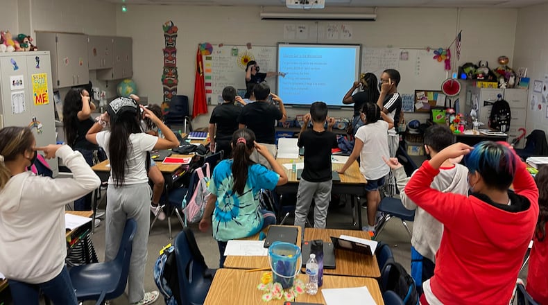 Amity Lutes uses hip-hop beats and songs to teach math and science at Chesney Elementary in Duluth.