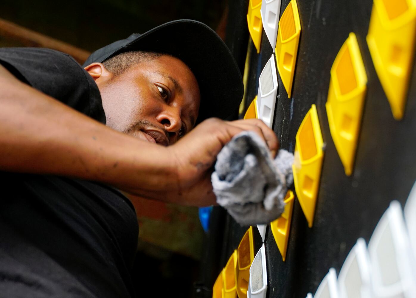 Painters work in an underpass