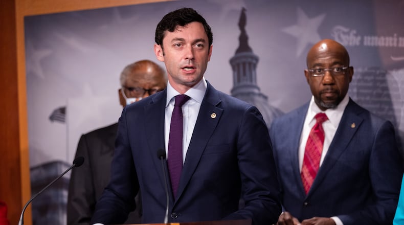 Senator Jon Ossoff (D-GA) speaks at a press conference on Medicaid expansion with other democratic lawmakers on Capitol Hill in Washington, DC on September 23rd, 2021.