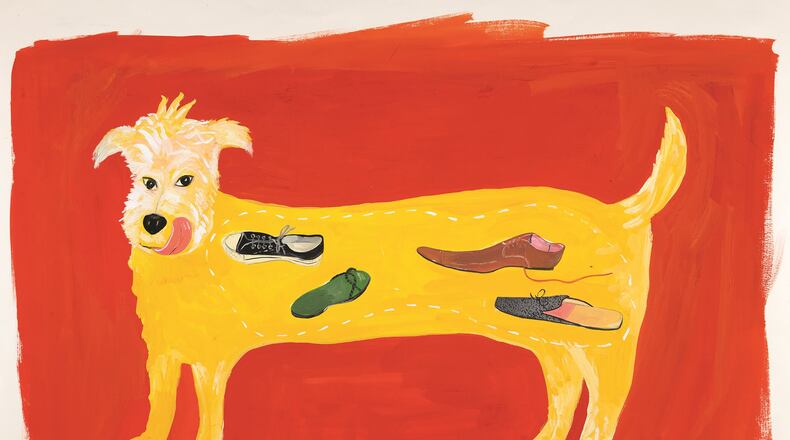 “S: He ate Mookie’s stinky sneaker for breakfast,” 2001, illustration for “What Pete Ate From A-Z (Really!)” (G.P. Putnam’s Sons, 2001) , gouache on paper, 18 3/8 x 24 1/6 inches. Maira Kalman, courtesy of Julie Saul Gallery, New York. All rights reserved. Contributed by High Museum of Art