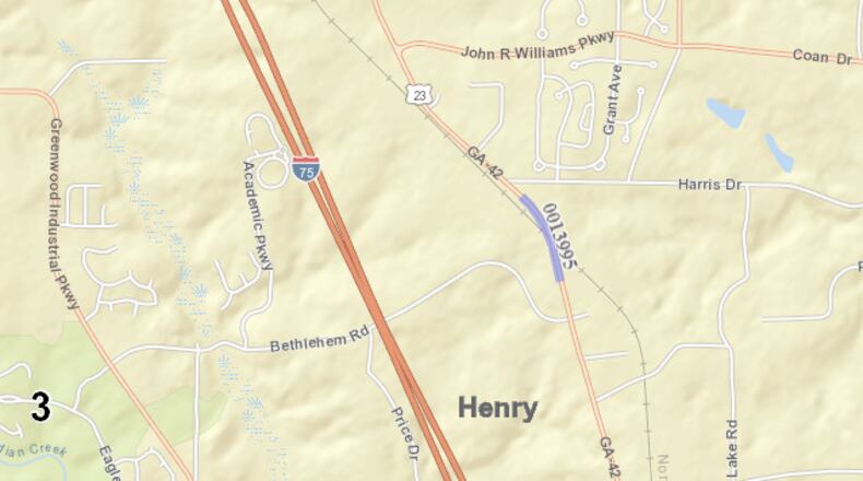 This map shows where the railroad crossing is being replaced.