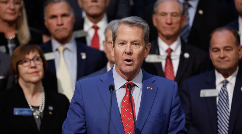 Gov. Brian Kemp speaks during a news conference on Wednesday, Jan. 15, 2025, at the Georgia Capitol. (Miguel Martinez/AJC)