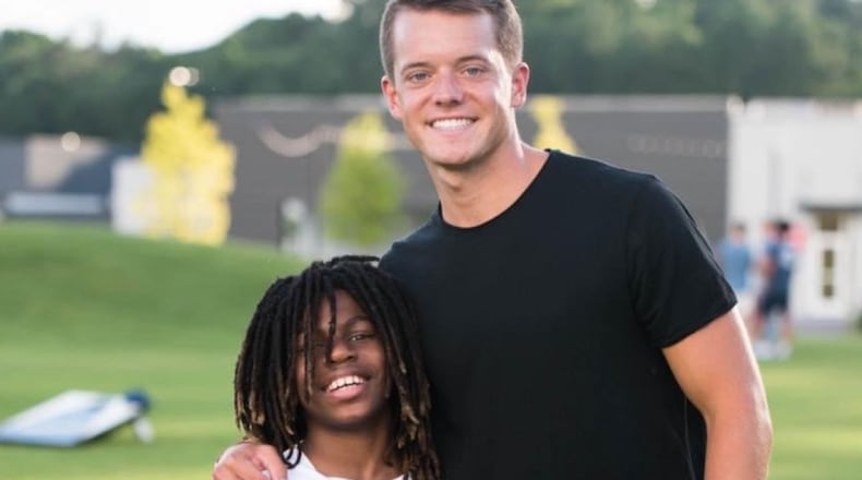 Taeden Johnson (left) escaped a fire at his family's Athens mobile home Wednesday morning, but three of his family members died. A GoFundMe page was set up by his mentor, Zac Hendrix.