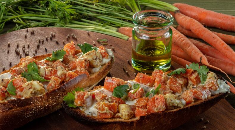 Carrot-and-mustard rillettes from Dorie Greenspan’s just-released “Everyday Dorie: The Way I Cook” makes a good cookbook club recipe because the components can be prepared in advance. (Zbigniew Bzdak/Chicago Tribune/TNS)