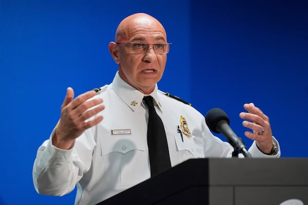 Clearwater, Fla., Fire Dept., division chief Anthony Tedesco speaks during a news conference Monday, April 28, 2025, in Clearwater, Fla., after a deadly boat crash into a ferry injuring multiple people Sunday night. (AP Photo/Chris O'Meara)