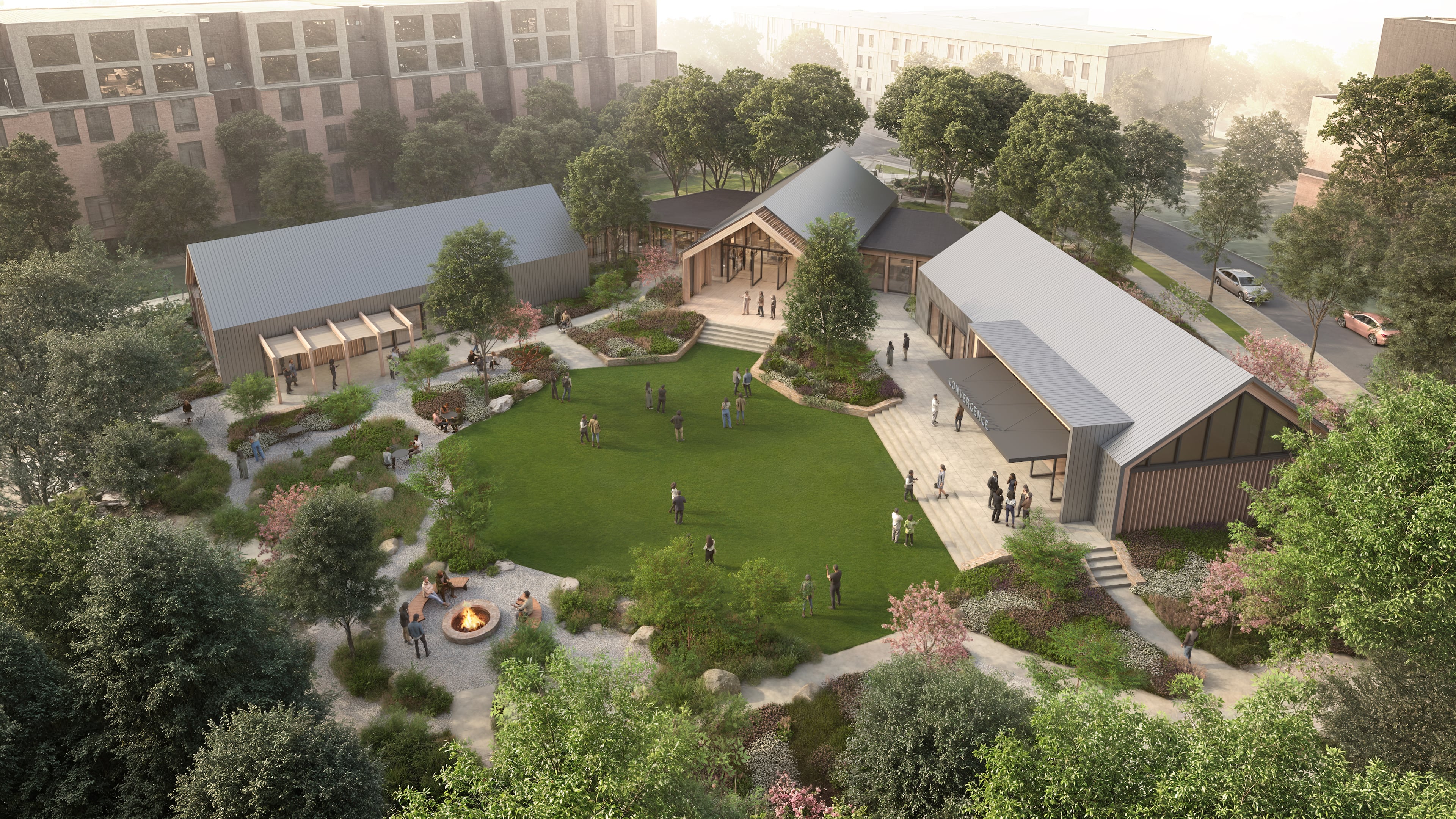 This is a rendering of the Rowen Convergence Center, a 10,000-square-foot facility central to the planned Rowen life sciences district in Gwinnett County. (Courtesy of Rowen)