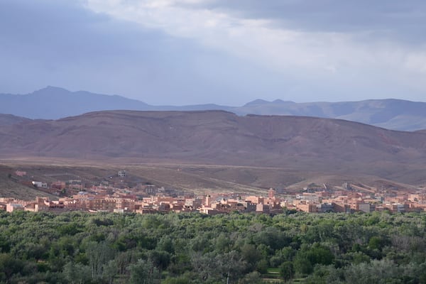 A view of the Middle Atlas town Kalaat M'Gouna where the annual Rose Festival takes place, Morocco, Tuesday, May 6, 2025. (AP Photo/Mosa'ab Elshamy)
