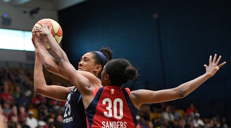 Atlanta Dream forward Monique Billings (left). File photo.