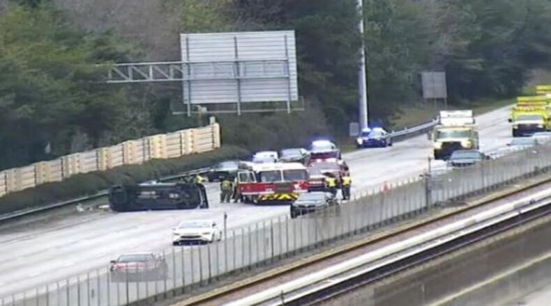 One person was killed Wednesday in a crash on Ga. 400. (Credit: Channel 2 Action News)