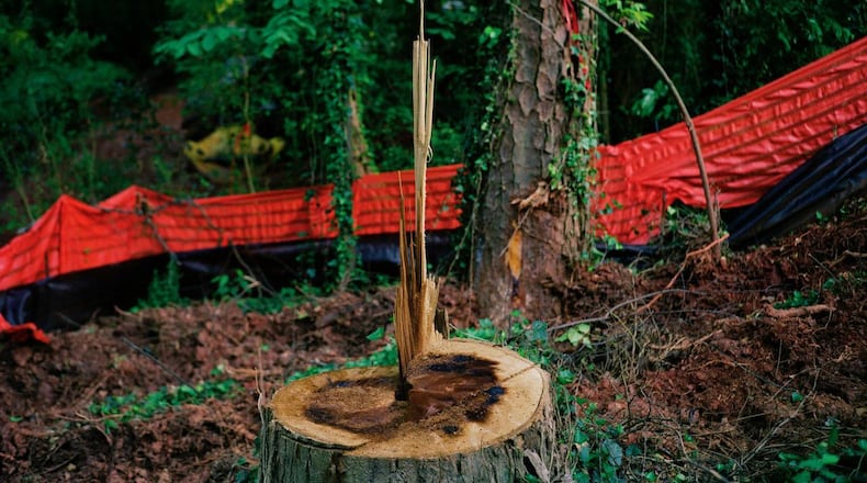 "Exit Wounds #1" by Constance Thalken from her Whitespace solo exhibition featuring two bodies of work "Exit Wounds" and "Between Worlds" which tackle urban development and nature.
Courtesy of Whitespace Gallery