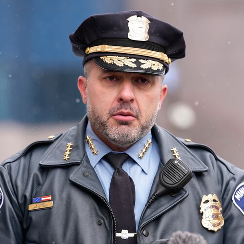 FILE - Minneapolis Police Chief Brian O'Hara speaks during a news conference, Jan. 10, 2026, in Minneapolis. (AP Photo/Jen Golbeck, File)