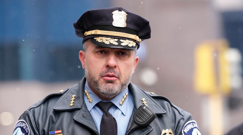 FILE - Minneapolis Police Chief Brian O'Hara speaks during a news conference, Jan. 10, 2026, in Minneapolis. (AP Photo/Jen Golbeck, File)