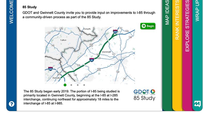 Gwinnett and the Georgia Department of Transportation are seeking public input on a joint Comprehensive Corridor Study along 1-85. (Courtesy GDOT)