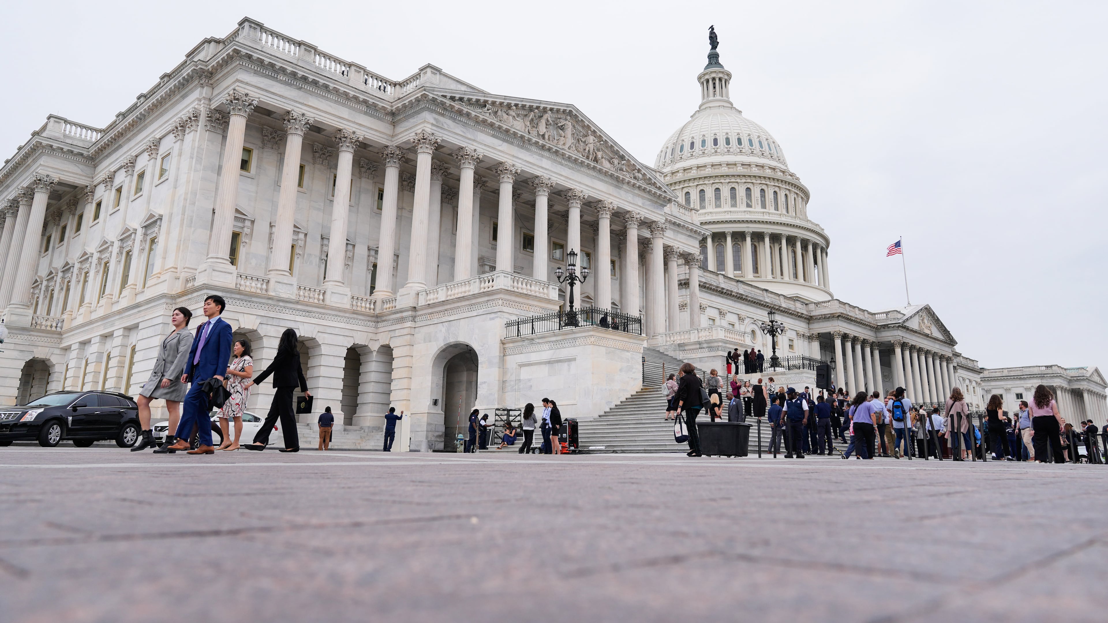 The U.S. Capitol is photographed after a news conference, Tuesday, Sept. 30, 2025, at the Capitol in Washington. (AP Photo/Mariam Zuhaib)