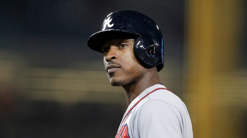 Atlanta Braves center fielder B.J. Upton during a baseball game against the Los Angeles Dodgers Thursday, June 6, 2013, in Los Angeles. (AP Photo/Alex Gallardo)