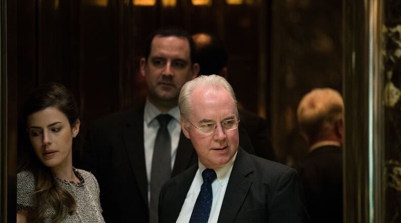 Rep. Tom Price enters Trump Tower. Drew Angerer/Getty Images