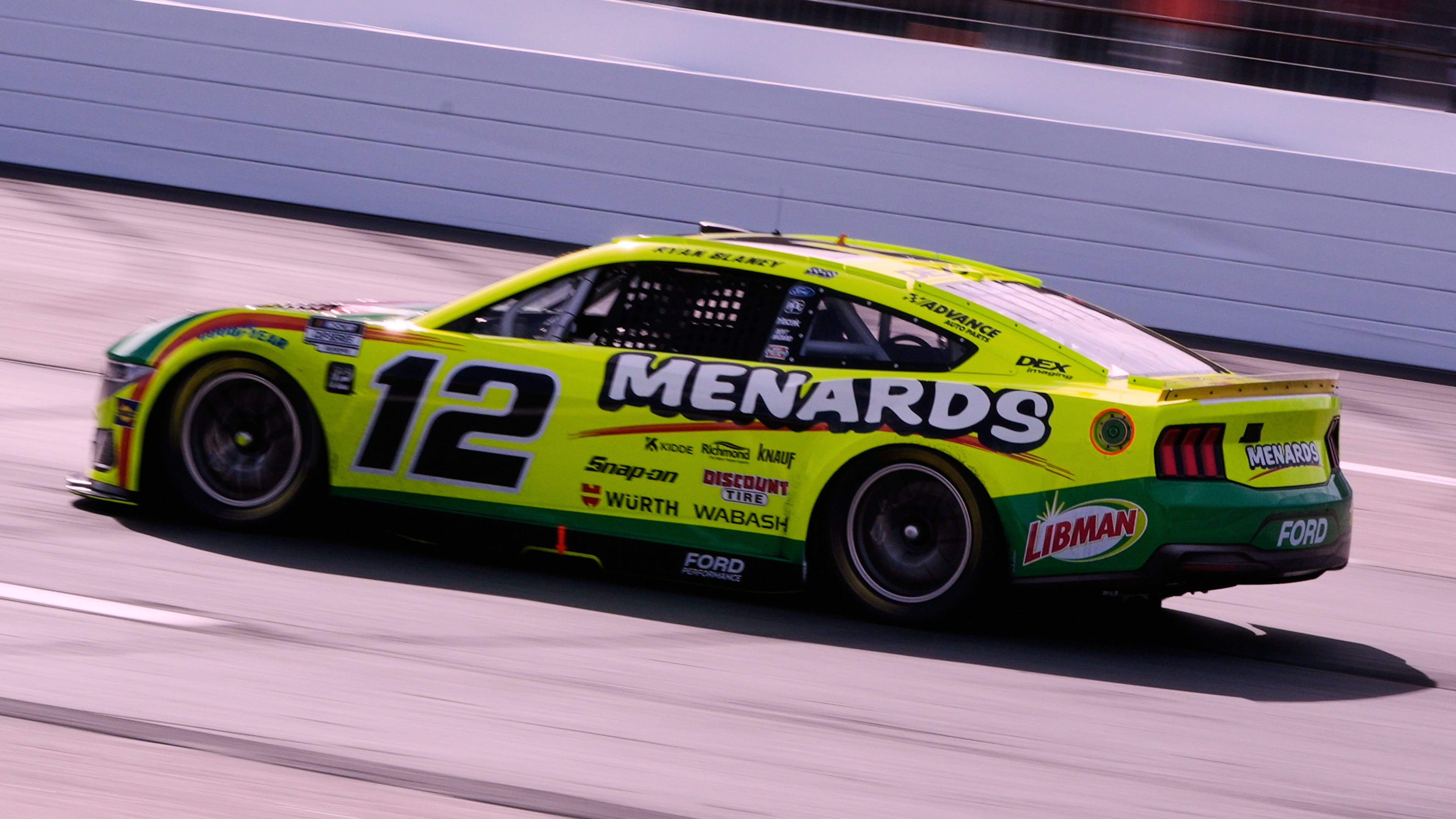 Ryan Blaney heads down the front straight during a NASCAR Cup Series race at New Hampshire Motor Speedway, Sunday, Sept. 21, 2025, in Loudon, N.H. (AP Photo/Charles Krupa)