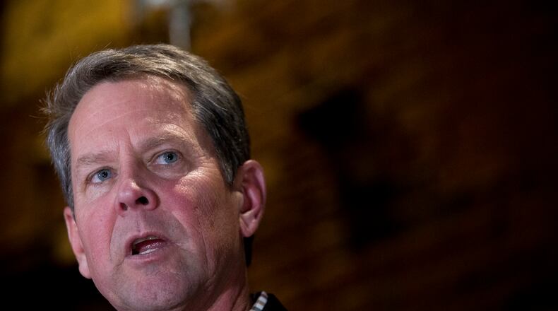 Georgia Governor-elect Brian Kemp speaks during the Wild Hog Supper, the kickoff dinner for the 2019 Georgia legislative session, at the Georgia Railroad Freight Depot in Atlanta, Ga., on Sunday, Jan. 13, 2018. (Casey Sykes for The Atlanta Journal-Constitution)