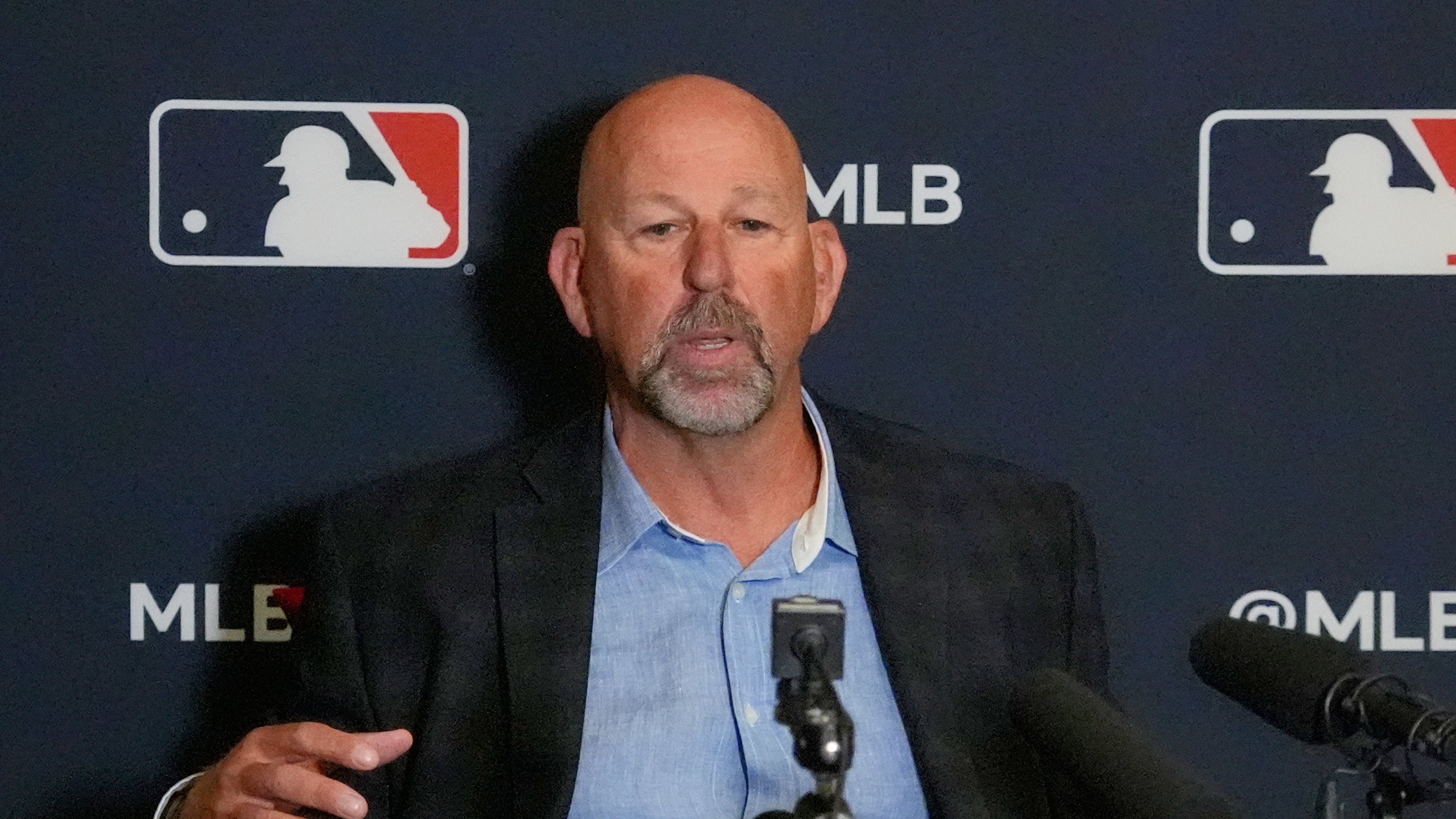 Atlanta Braves manager Walt Weiss speaks during a news conference at the Major League Baseball Winter Meetings, Tuesday, Dec. 9, 2025, in Orlando, Fla. (AP Photo/John Raoux)