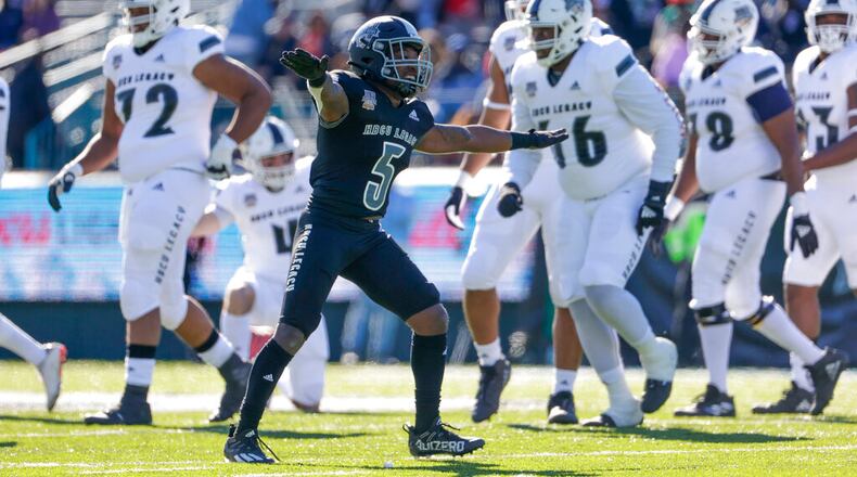 Team Robinson defensive back Coemba Jones Jr. (5), of Albany State, reacts after a missed field goal-attempt by Team Gaither during the first half of the HBCU Legacy Bowl NCAA college football game in New Orleans, Saturday, Feb. 19, 2022. (Derick Hingle/AP)