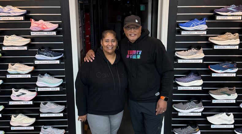 Dawn and Ric Ross, owners of the new South Fulton location of Big Peach Running Company, opening Saturday, January 18, 2025 in the Sandtown community of metro Atlanta.