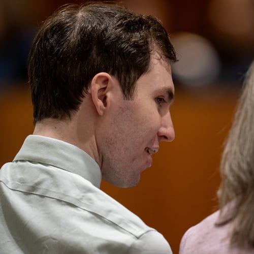 Tyler Robinson, left, accused in the fatal shooting of Charlie Kirk, appears during a hearing in the 4th District Court in Provo, Utah, Tuesday, May 19, 2026. (Trent Nelson/The Salt Lake Tribune via AP, Pool)