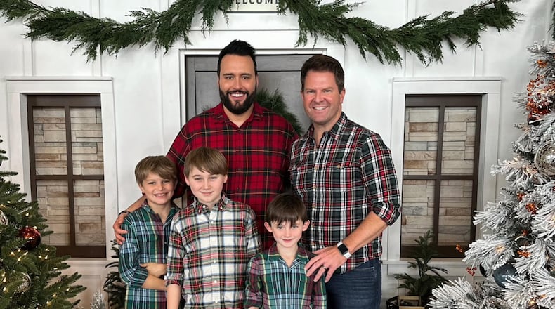 WANF anchor Blair Miller and his husband Johnathan Bobbitt-Miller with their children Cash, Zeke and Jamison. CONTRIBUTED