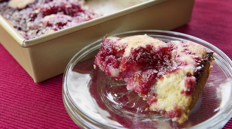 Raspberry Pudding Cake. (Haley Nelson/Pittsburgh Post-Gazette/TNS)