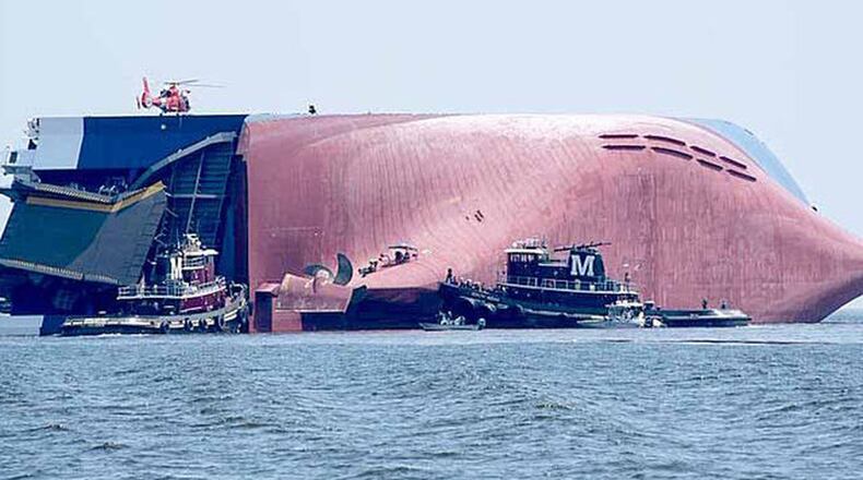 It’s expected to take several weeks to remove the Golden Ray from the St. Simons Sound, according to the U.S. Coast Guard. Georgia Ports Authority spokesman Robert Morris said an incident like this is the first of its kind for a vessel at either the Brunswick or Savannah ports. CONTRIBUTED BY U.S. COAST GUARD
