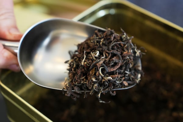 Loose leaf tea is shown at the TeaHaus Thursday, April 24, 2025, in Ann Arbor, Mich. (AP Photo/Paul Sancya)