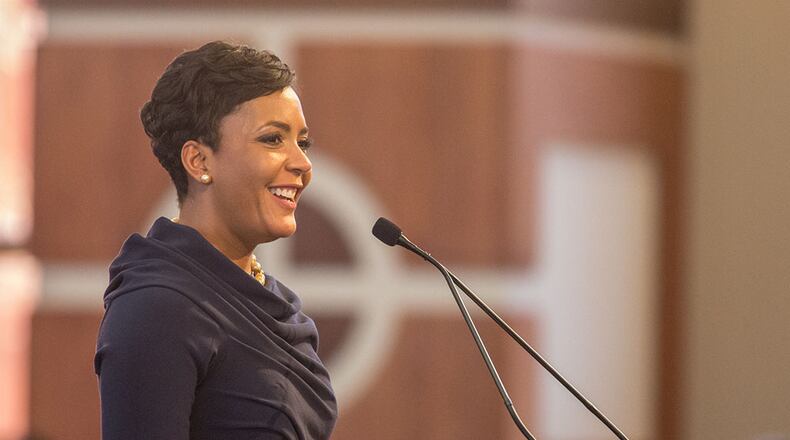 Atlanta Mayor Keisha Lance Bottoms spoke during the Martin Luther King, Jr. Annual Ecumenical Commemorative Service at Ebenezer Baptist Church located near The King Center in Atlanta on January 15th, 2018.