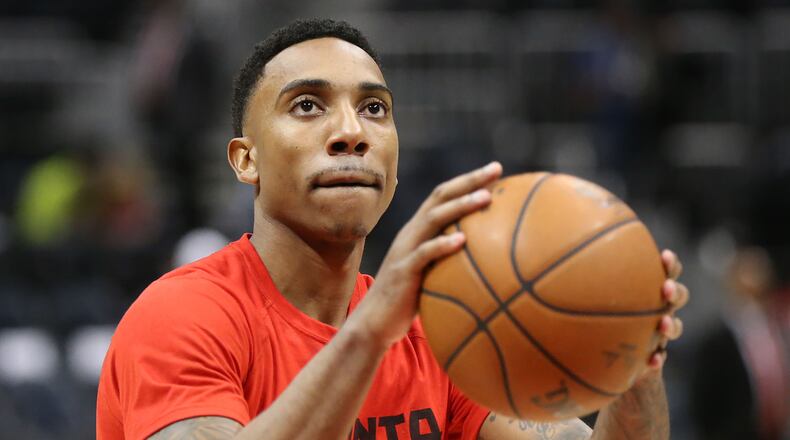 042616 ATLANTA: Hawks guard Jeff Teague prepares to play the Celtics in Game 5 of an NBA basketball first-round playoff series at Philips Arena on Tuesday, April 26, 2016, in Atlanta. Curtis Compton / ccompton@ajc.com