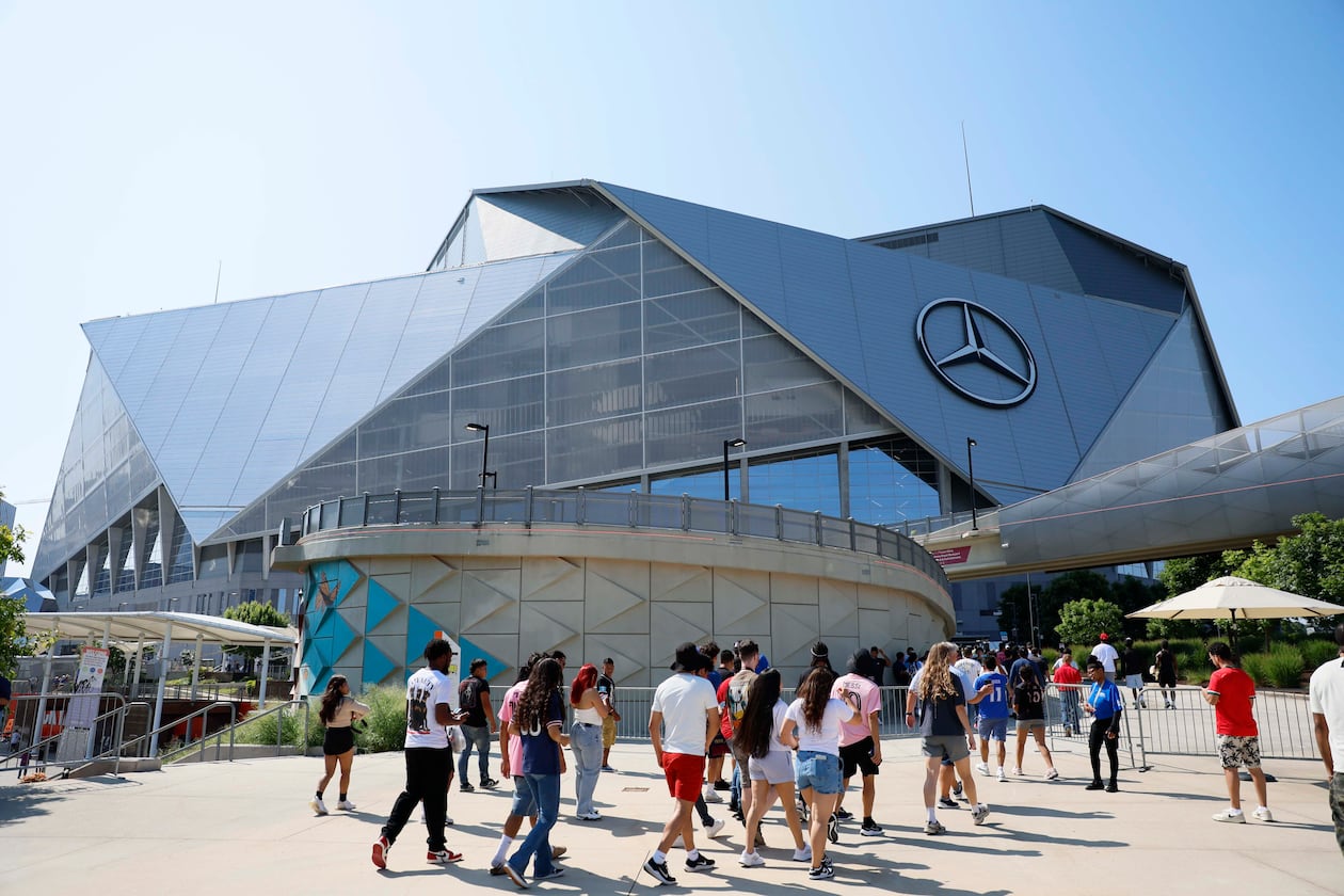 In a joint bid between four countries, Atlanta’s Mercedes-Benz Stadium was designated as a potential host stadium for the 2031 Women’s World Cup. (Miguel Martinez/AJC)