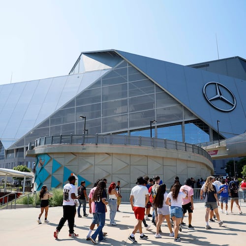In a joint bid between four countries, Atlanta’s Mercedes-Benz Stadium was designated as a potential host stadium for the 2031 Women’s World Cup. (Miguel Martinez/AJC)