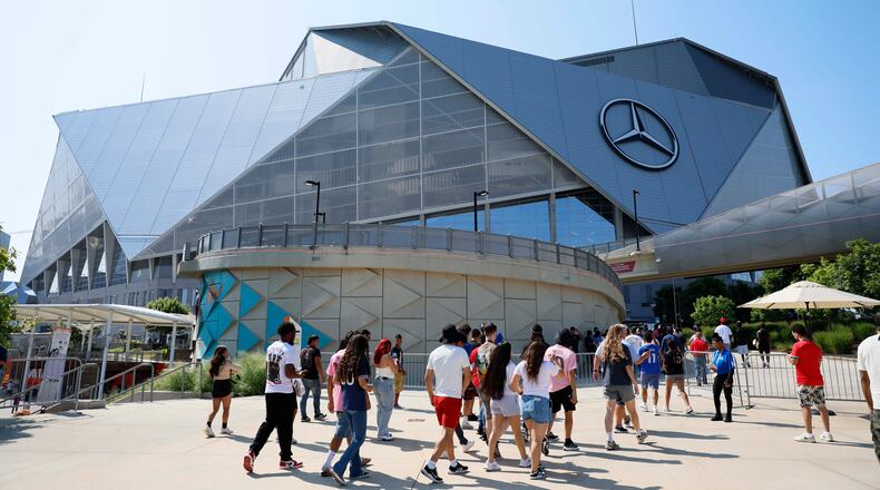 In a joint bid between four countries, Atlanta’s Mercedes-Benz Stadium was designated as a potential host stadium for the 2031 Women’s World Cup. (Miguel Martinez/AJC)