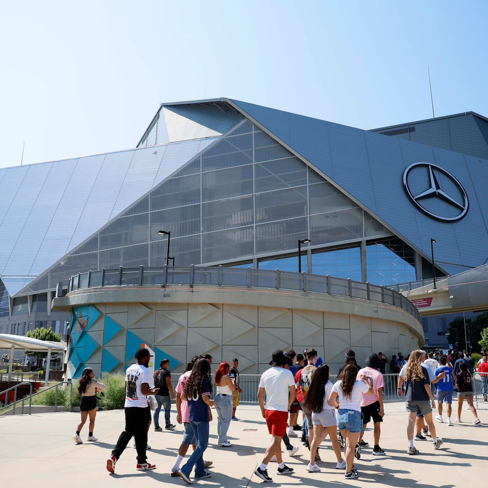 In a joint bid between four countries, Atlanta’s Mercedes-Benz Stadium was designated as a potential host stadium for the 2031 Women’s World Cup. (Miguel Martinez/AJC)