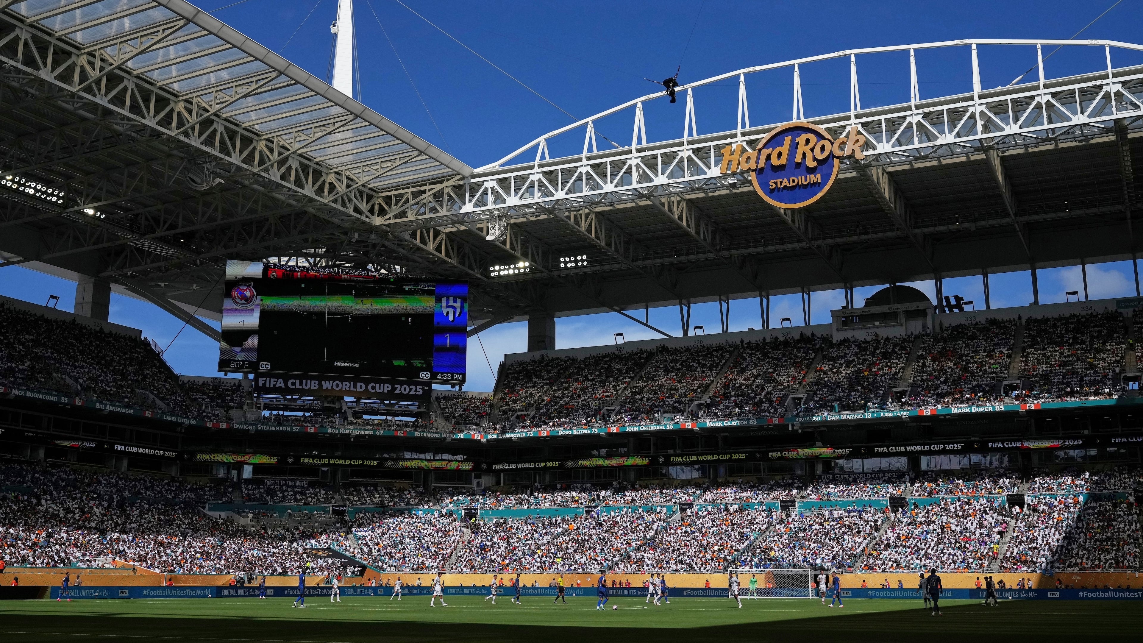 FILE - Hard Rock Stadium is seen during the Club World Cup group H soccer match between Real Madrid and Al Hilal in Miami Gardens, Fla., Wednesday, June 18, 2025. (AP Photo/Rebecca Blackwell, file)