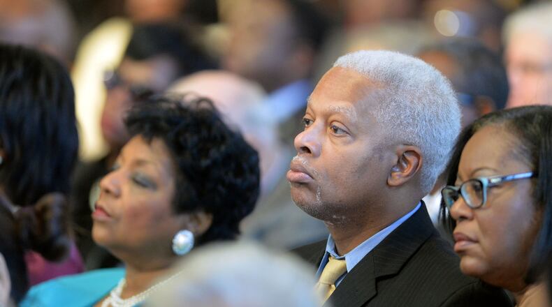 U. S. Rep Hank Johnson is among attendees at the Martin Luther King, Jr. Annual Commemorative Service at Ebenezer Baptist Church in Atlanta, Monday, January 19, 2015. KENT D. JOHNSON/ KDJOHNSON@AJC.COM