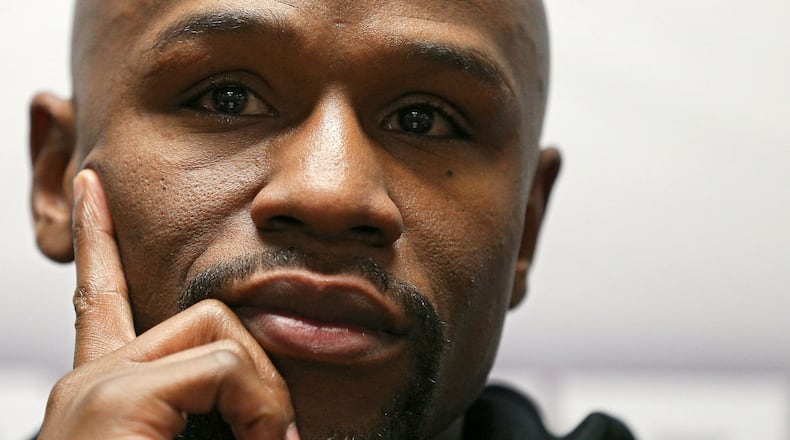 WASHINGTON, DC - APRIL 01: Floyd Mayweather looks on before a press conference at the DC Armory on April 1, 2016 in Washington, DC. (Photo by Patrick Smith/Getty Images)
