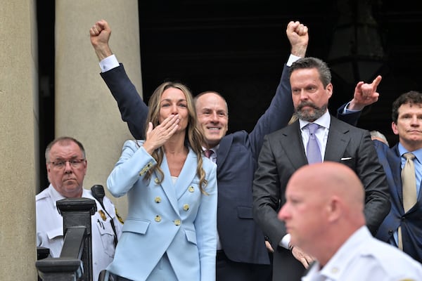 Karen Read leaves the courthouse after she was found not guilty of second-degree murder on Wednesday, June 18, 2025, in Dedham, Mass. (AP Photo/Josh Reynolds)