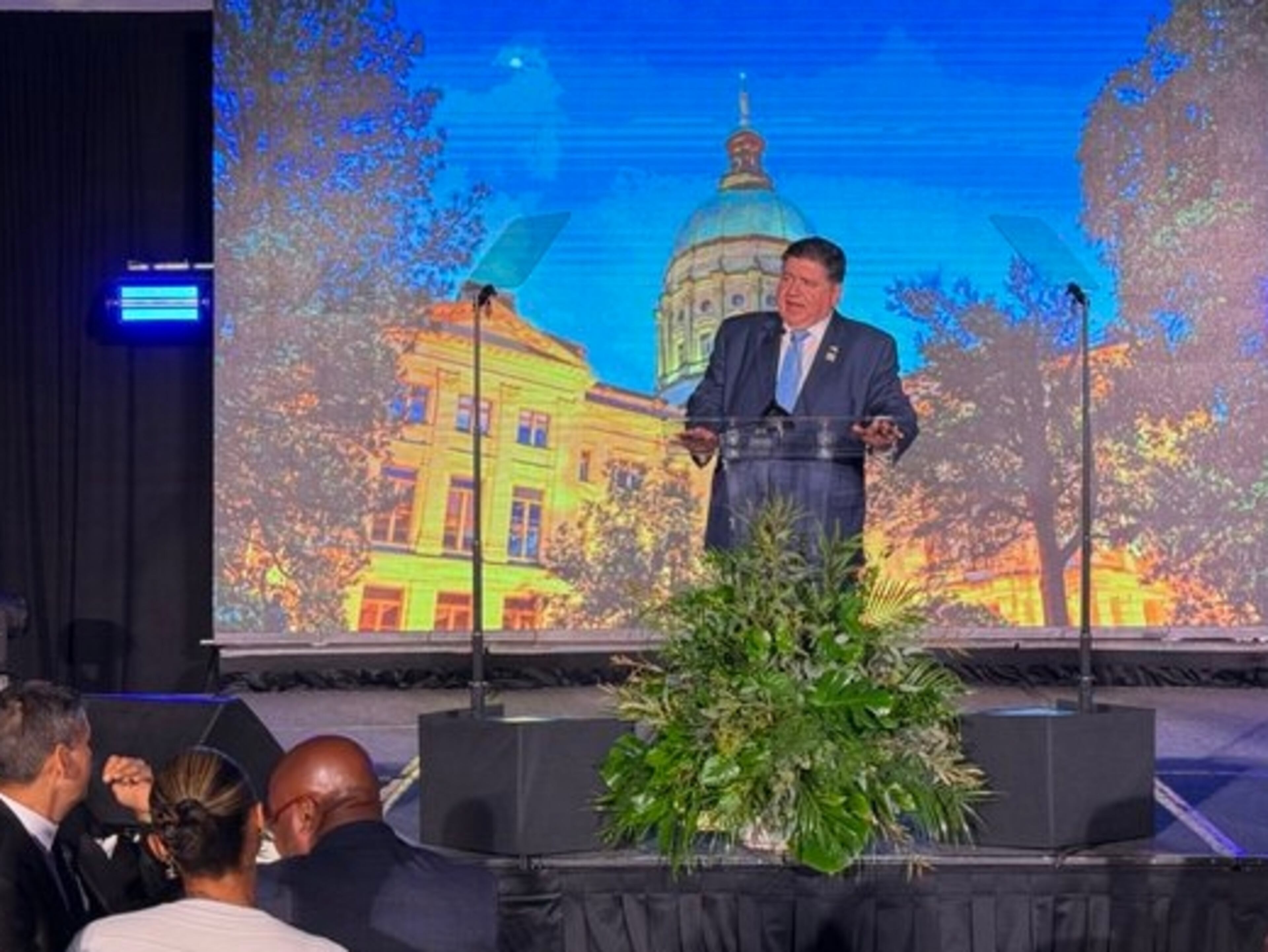 Illinois Gov. JB Pritzker was among the speakers at the Carter-Lewis Dinner in Atlanta on Friday.
