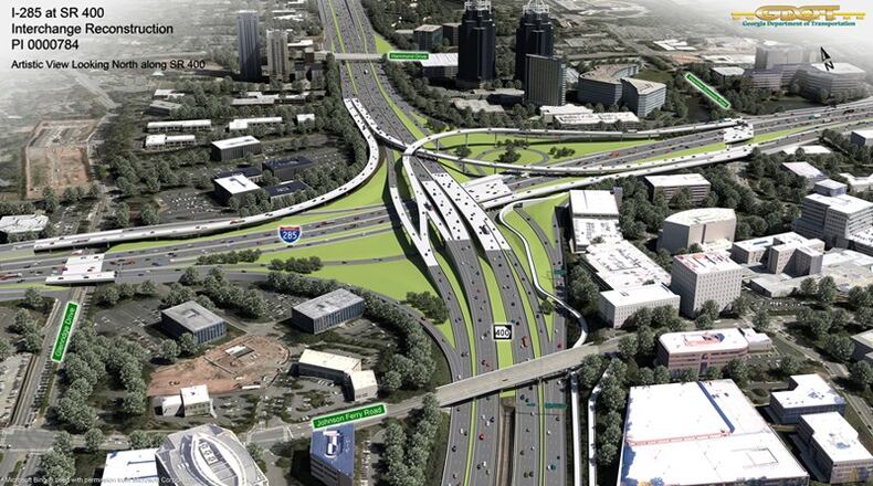 As a prelude to the $800 million reconstruction of the I-285/Ga. 400 interchange, one right lane of eastbound I-285 in Sandy Springs and Dunwoody will be closed overnight this week as crews inspect and clean drains. GEORGIA DEPARTMENT OF TRANSPORTATION