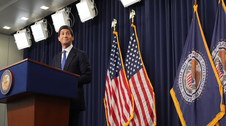 Federal Reserve Board Chairman Kevin Warsh speaks during a news conference at the Federal Reserve in Washington, Wednesday, Sept. 16, 2026. (AP Photo/Mark Schiefelbein)
