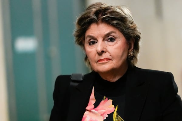 Attorney Gloria Allred returns to court following a break during Harvey Weinstein's retrial at Manhattan criminal court, Wednesday, April 23, 2025, in New York. (AP Photo/Julia Demaree Nikhinson)