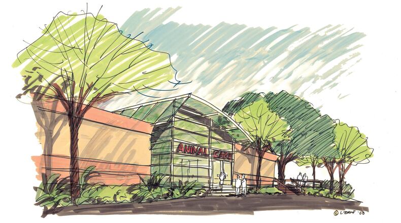 An artist's rendering gives an idea of the look of a planned new Zoo Atlanta veterinary facility. Construction on the new building is to begin next year. The zoo is currently in the midst of a $22 million fund-raising campaign to pay for the new facility. Image courtesy of Zoo Atlanta