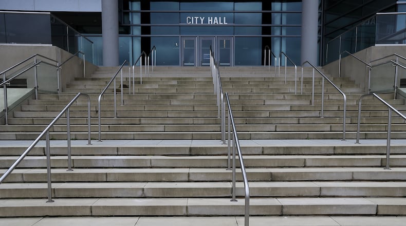 March 26, 2020 Sandy Springs:  Sandy Springs City Hall is closed and all quiet on Thursday, March 26, 2020, in Sandy Springs. A patchwork of local officials, not the governor or president, this week ordered the closure of businesses across the state and forced people to shutter inside their homes over fears of COVID-19.       Curtis Compton ccompton@ajc.com