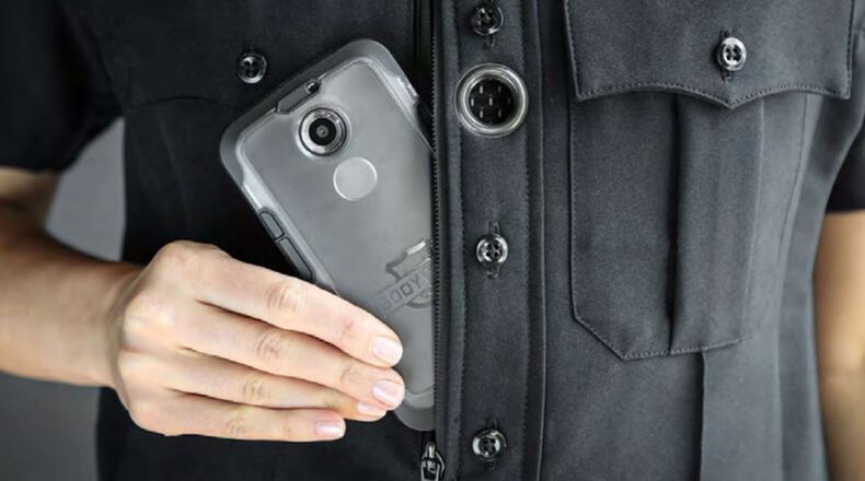 Milton has approved the $267,840 purchase of 30 body-worn cameras and 30 vehicle cameras for the police department from Utility Associates Inc. Provider’s photo shows how its cameras are integral to an officer’s uniform. UTILITY ASSOCIATES INC.