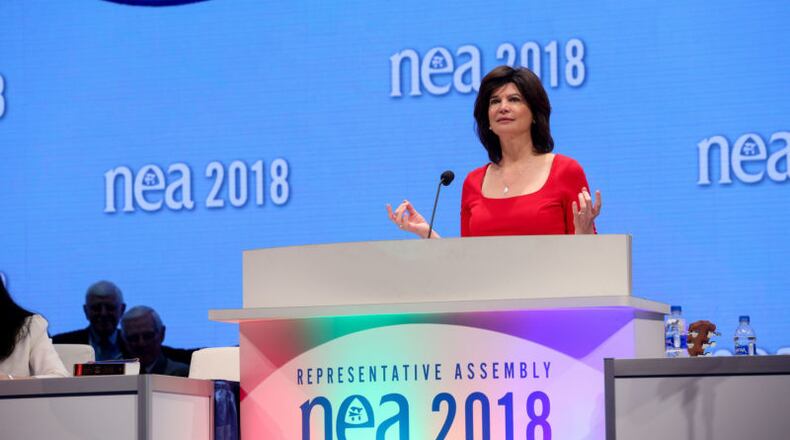 NEA President Lily Eskelsen García addresses the 2018 NEA Representative Assembly today.