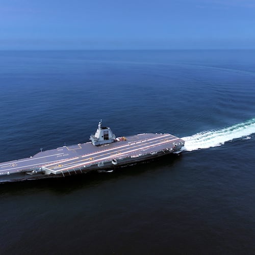 FILE - In this photo released by Xinhua News Agency, China's third conventionally powered aircraft carrier, the Fujian, conducts a maiden sea trial on May 7, 2024. (Ding Ziyu/Xinhua via AP, File)