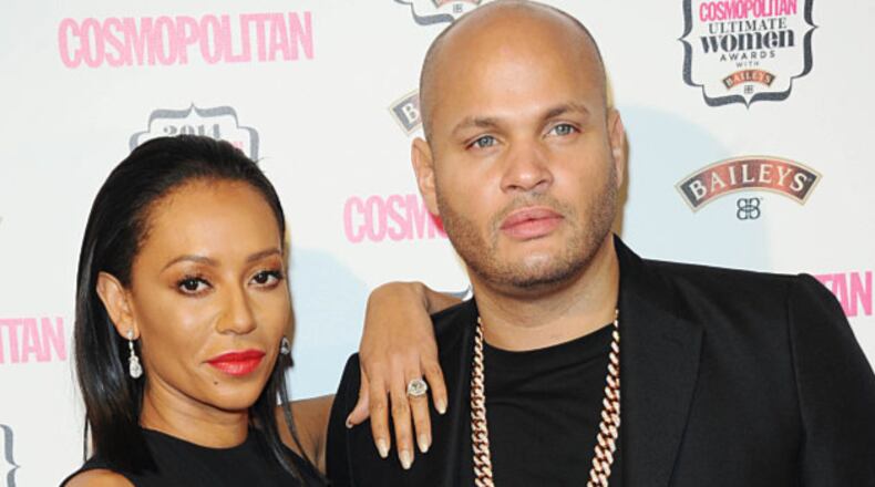 Melanie Brown (left) has filed a restraining order against estranged husband Stephen Belafonte. The two, pictured here in 2014, are divorcing. (Photo by Stuart C. Wilson/Getty Images)